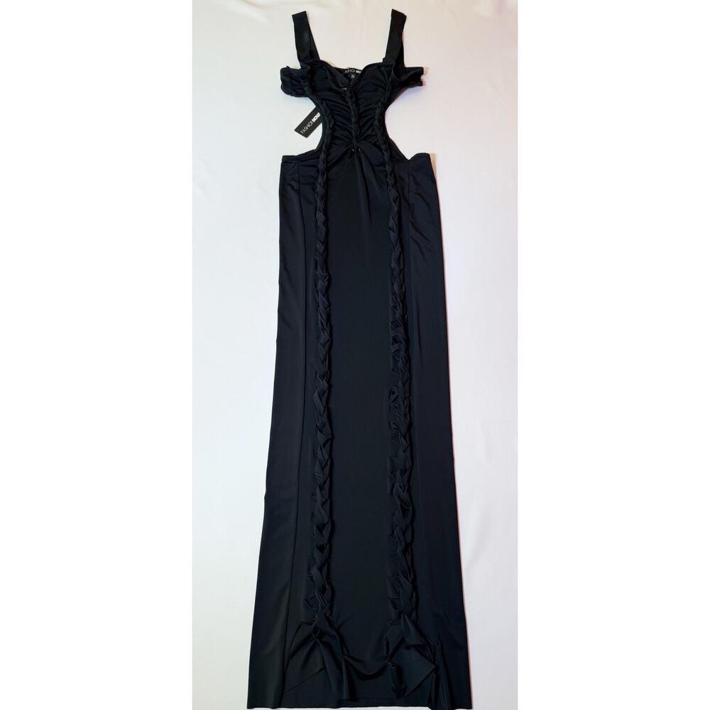 New Sz Small ❤️ Fashion Nova Women’s Open Back Bodycon Black Pencil Midi Dress - Picture 2 of 8